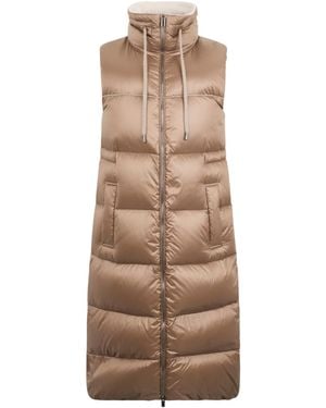 Peserico Zipped Padded Long Waistcoat - Natural