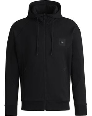 BOSS Logo-Appliqué Hoodie - Black