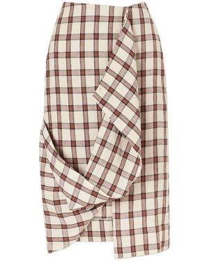 Rohe Draped Check Midi Skirt - White
