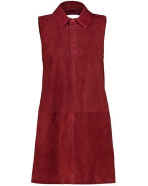 FRAME Garnet Suede City Shift Mini Dress - Red