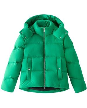 Woolrich Zip-Up Hooded Puffer Jacket - Green