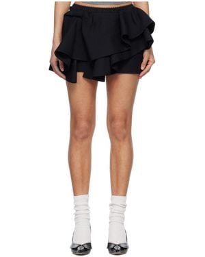 ShuShu/Tong Asymmetrical Bow Ruffle Mini Skirt - Black