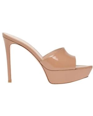 Gianvito Rossi 100Mm Dasha Platform Pointed-Toe Sandals - Natural