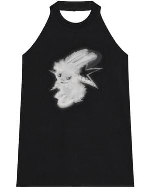 we11done Monster Print Neck Blouse - Black