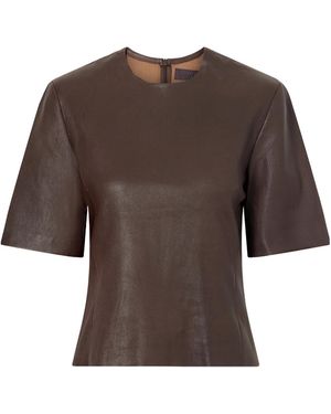 Stouls Leather T-Shirt - Brown