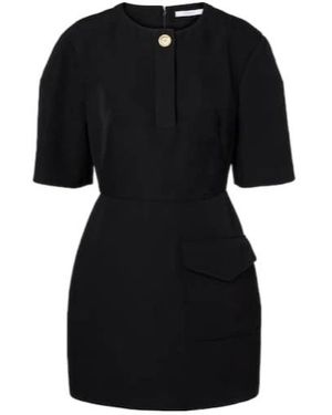 Givenchy Wool Grain De Poudre Minidress - Black