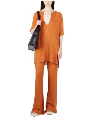 Rodebjer Short-Sleeved Ribbed Sweater - Orange