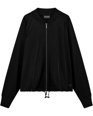 Emporio Armani Punto Milano Jersey Blouson Jacket With Drawstring Hem - Black
