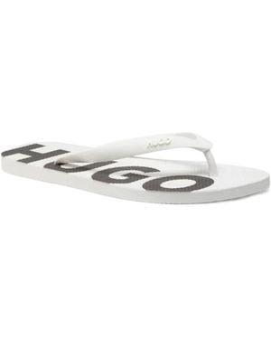 BOSS Round-Toe Flat Sandals - White