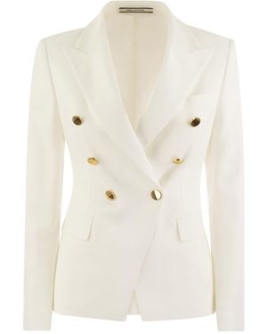 Tagliatore Alycia Double-Breasted Tailored Blazer - White