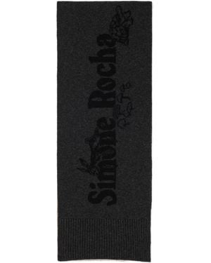 Simone Rocha Logo-Embellished Wool Scarf - Black