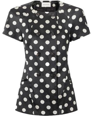 Dries Van Noten Bonny Polka Dot Jacquard Jacket - Black