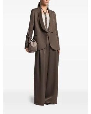 Peserico Shawl-Collar Single-Breasted Blazer - Brown