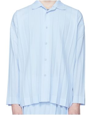 Homme Plissé Issey Miyake Issey Miyake Textured Panel Shirt - Blue