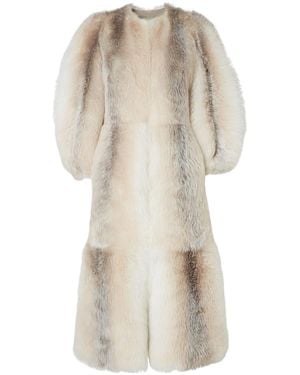 Fendi Fur Oversized Coat - Natural