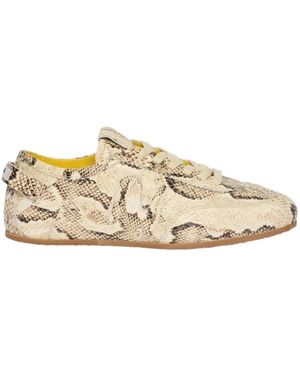 MSGM Snakeskin Lace-Up Sneakers - Natural
