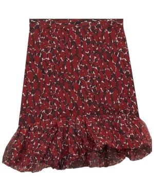 Saint Laurent Ruffled Hem Mini Skirt - Red