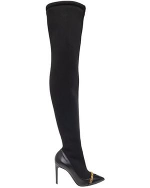 Moschino Embossed-Logo 110Mm Leather Boots - Black