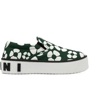 Marni X Charatt Floral Printed Trainers - Green