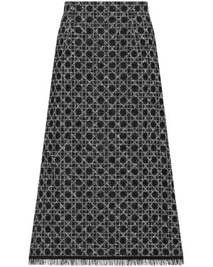 Dior Mid-Length Macrocannage Flared Skirt - Gray