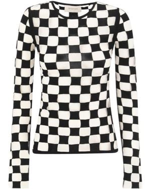Sportmax Checkerboard Effect Crewneck Knitted Sweater - Black