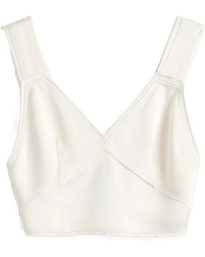 TOTEME Totême V-Neck Cropped Satin Top - White