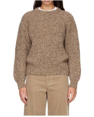 &Daughter Rowan Ribbed Crew-Neck Jumper - Brown