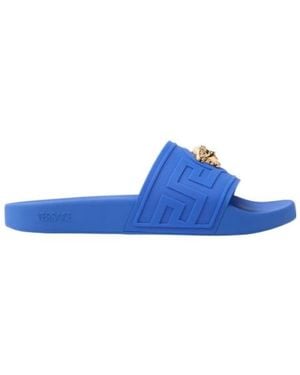 Versace La Medusa Rubber Sliders - Blue