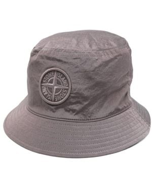 Stone Island Logo-Patch Bucket Hat - Grey