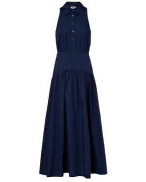 STAUD Romy Cotton Midi Dress - Blue