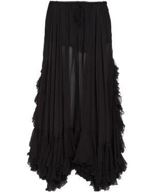 Chloé Ruffled Sheer Silk-Chiffon Maxi Skirt - Black