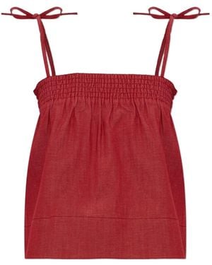 A.P.C. Smocked Strap Top - Red