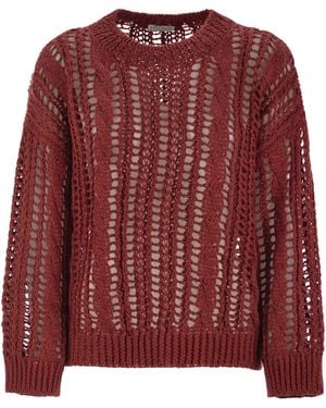 Brunello Cucinelli Cable & Mesh Jute And Cotton Jersey - Red