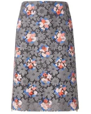 Fendi Daisy Printed Lace Midi Skirt - Grey