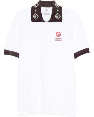 CASABLANCA Logo-Patch Polo Shirt - White
