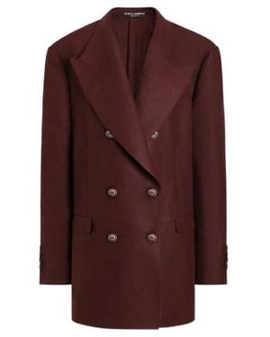 Dolce & Gabbana Double-Breasted Oversized Linen Blazer - Purple