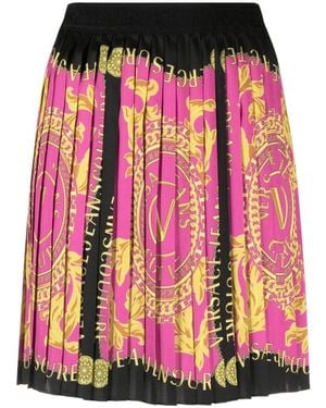 Versace Jeans Couture Couture Barocco Print Pleated Mini Skirt - Pink