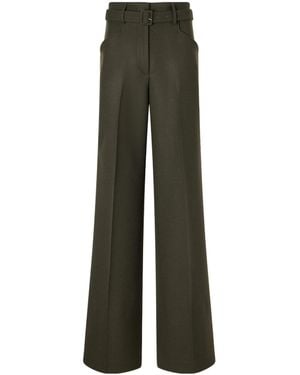Gabriela Hearst Norman Belted Wool Straight-Leg Pantsst - Green
