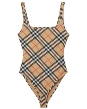 Burberry Plaidpattern Swimsuit - Natural