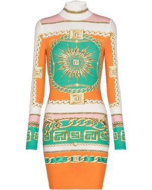 Balmain Robe Cintrée À Imprimé Graphique - Green