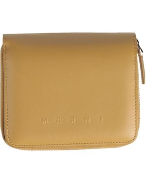 Marni Minimalist Solid Color Leather Wallet - Natural