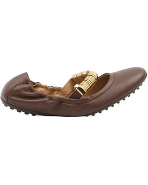 Tod's Ring Embellished Ballerinas - Brown