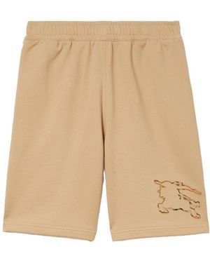 Burberry Equestrian-Knight Detailed Knee-Length Track Shorts - Natural