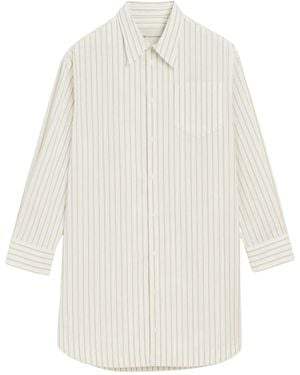 Ami Paris Ami Striped Oversized Shirt Dress - White