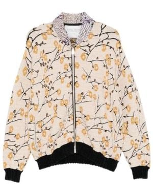 forte_forte Long-Sleeve Zip-Fastening Cardigan - Natural