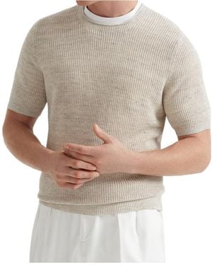 Brunello Cucinelli Half English Rib Knitted T-Shirt - Grey