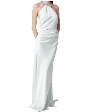 Victoria Beckham Aloe-Coloured Long Dress With Chain Detail - White