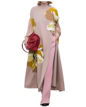 Valentino Printed Cape Coat - Pink