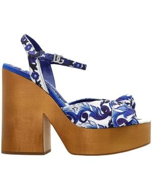 Dolce & Gabbana Majolica Printed Sandals - Blue