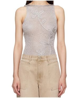Paloma Wool Floral-Embroidered Knitted Top - Natural